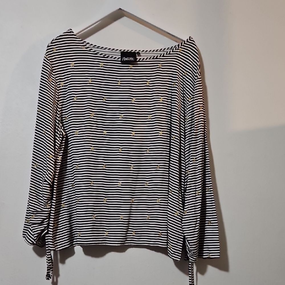 Nanette Lepore Black and White Striped Blouse